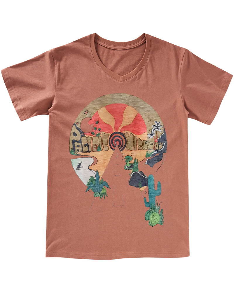 TheRetroTee Open Road Pacific Highway V-neck T-Shirt