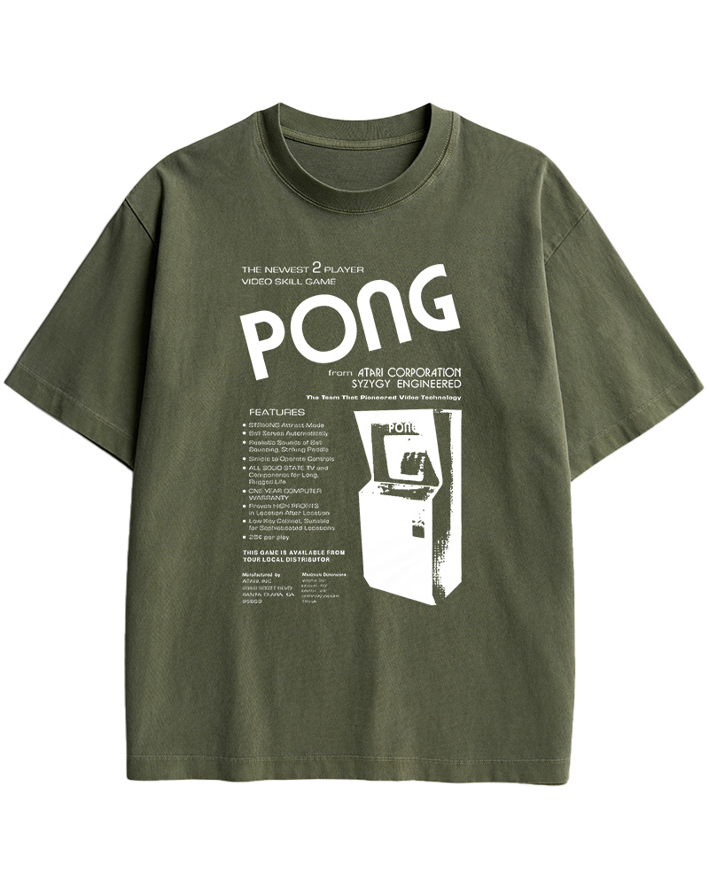 TheRetroTee Pong Arcade Cabinet 1970s Cotton T-Shirt