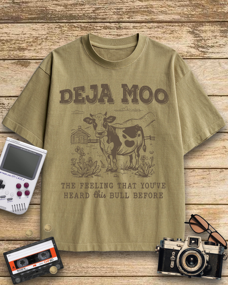 TheRetroTee Deja Moo 2000s Cotton T-Shirt