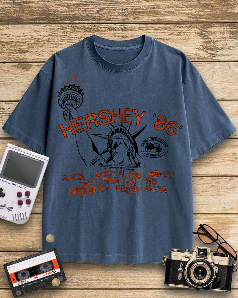 TheRetroTee 1986 Antique Auto Club Meet Hershey Cotton T-Shirt