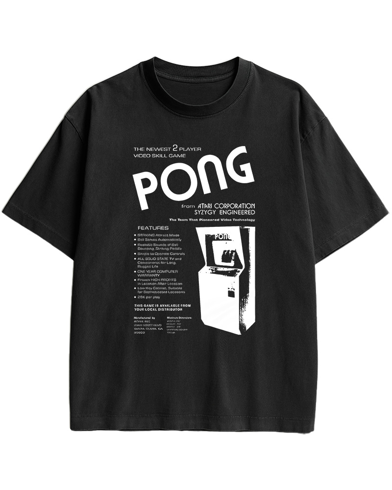 TheRetroTee Pong Arcade Cabinet 1970s Cotton T-Shirt