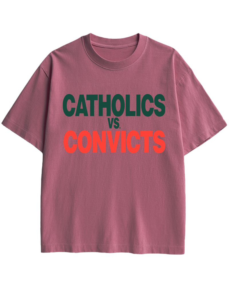 TheRetroTee Catholics vs Convicts 1980s Cotton T-Shirt