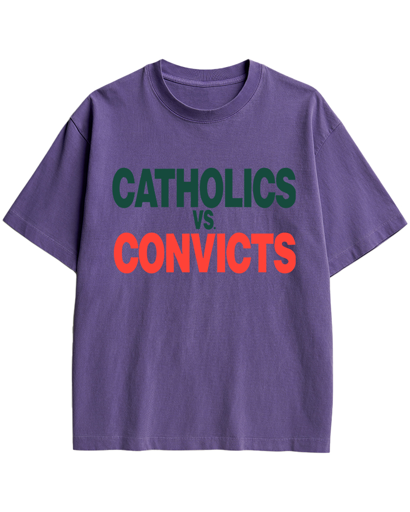 TheRetroTee Catholics vs Convicts 1980s Cotton T-Shirt