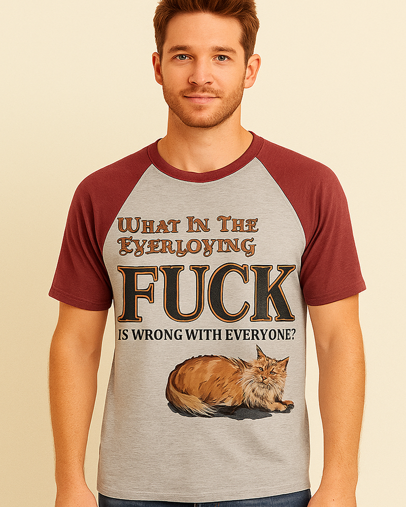 TheRetroTee What in the Everloving Fuck Is Wrong with Everyone 1970s Raglan Baseball T-Shirt
