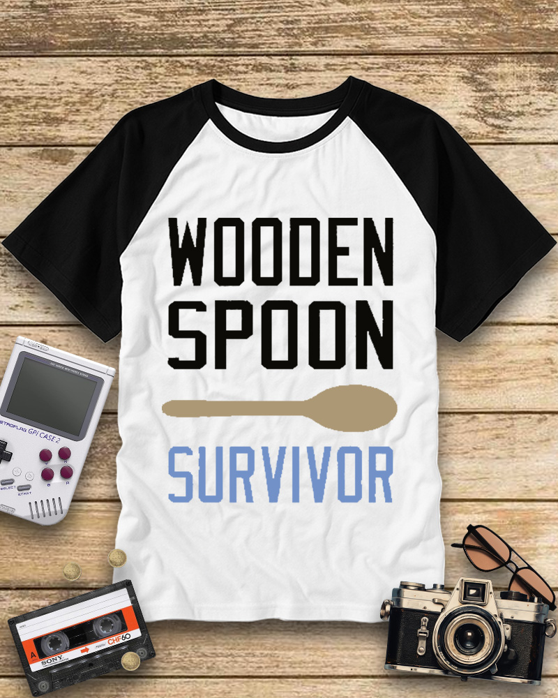 TheRetroTee Wooden Spoon Survivor Raglan Baseball T-Shirt