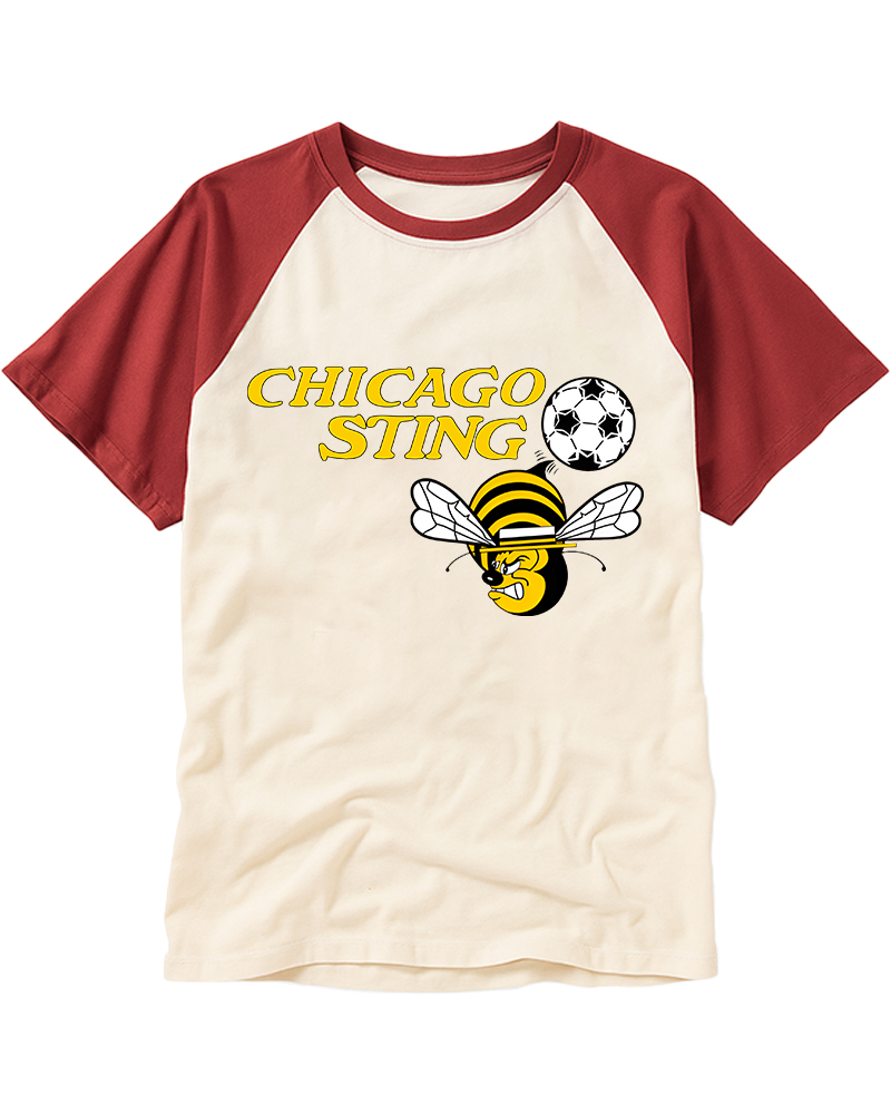 TheRetroTee 1970s Chicago Sting Raglan Baseball T-Shirt