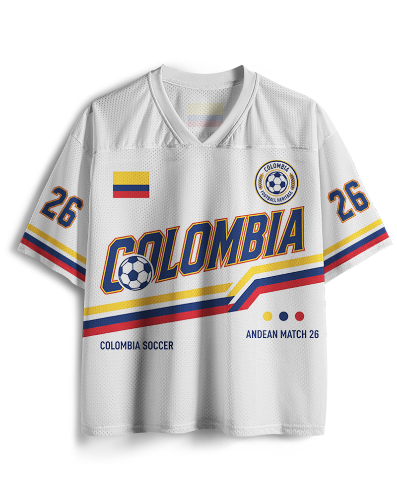 TheRetroTee Vintage Colombia Football Heritage Mesh Jersey