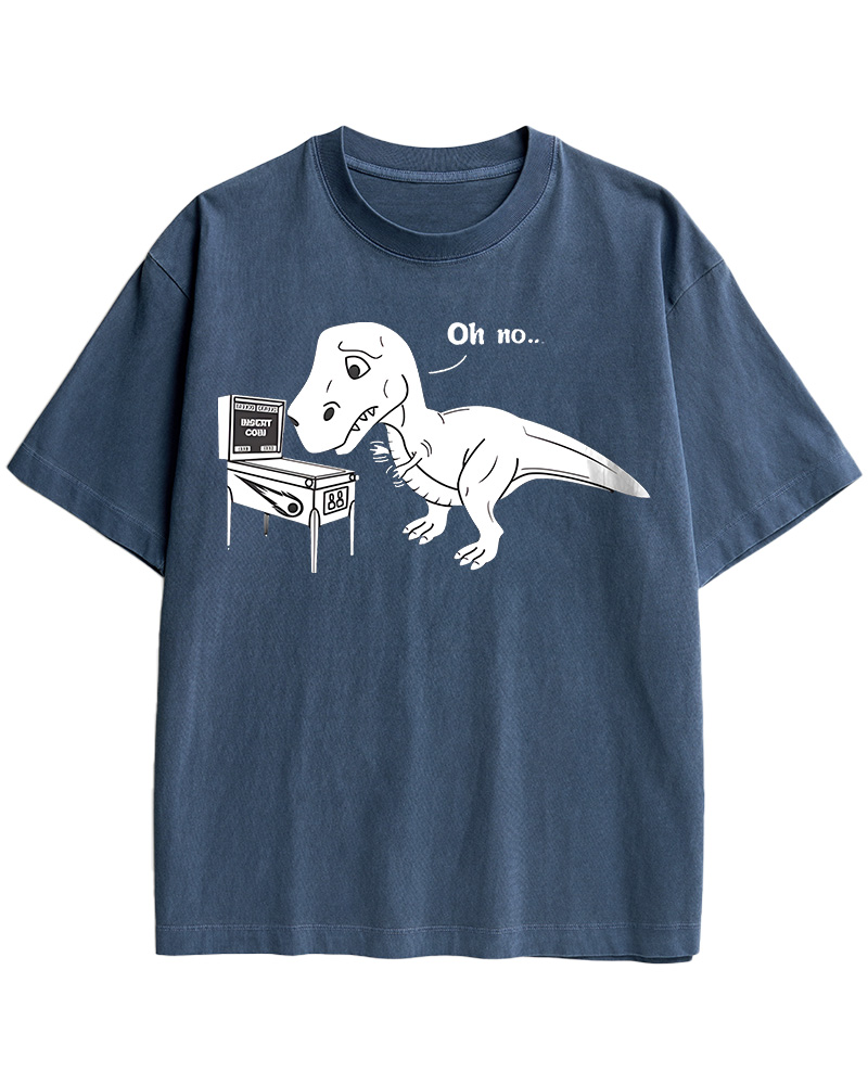 TheRetroTee Dinosaur Pinbal 1970s Cotton T-Shirt