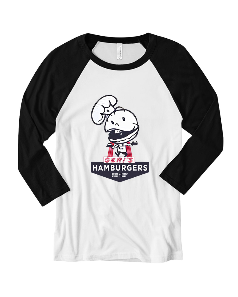 TheRetroTee Geri's Hamburgers Rockford 1970s Long Sleeve Raglan T-Shirt