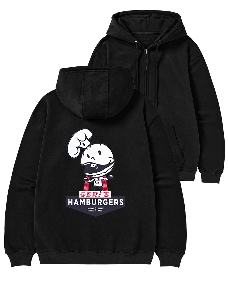 TheRetroTee Geri's Hamburgers Rockford Unisex 1970s Zip-Up Hoodie