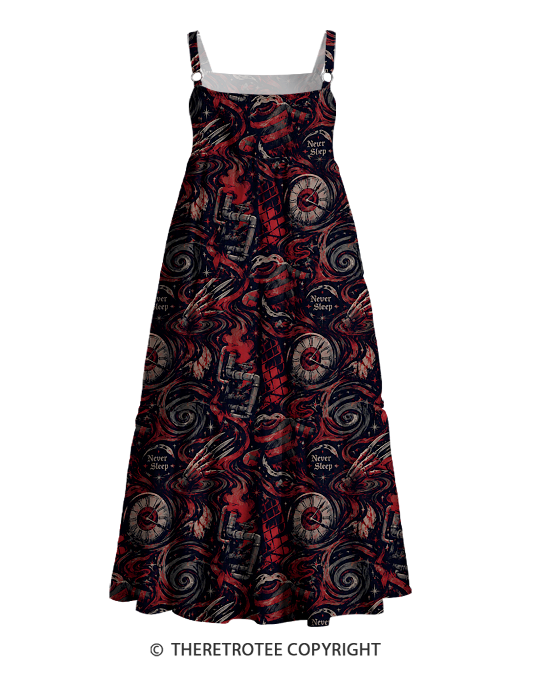 TheRetroTee Nightmare Never Sleeps 1980s Strappy Maxi Dress