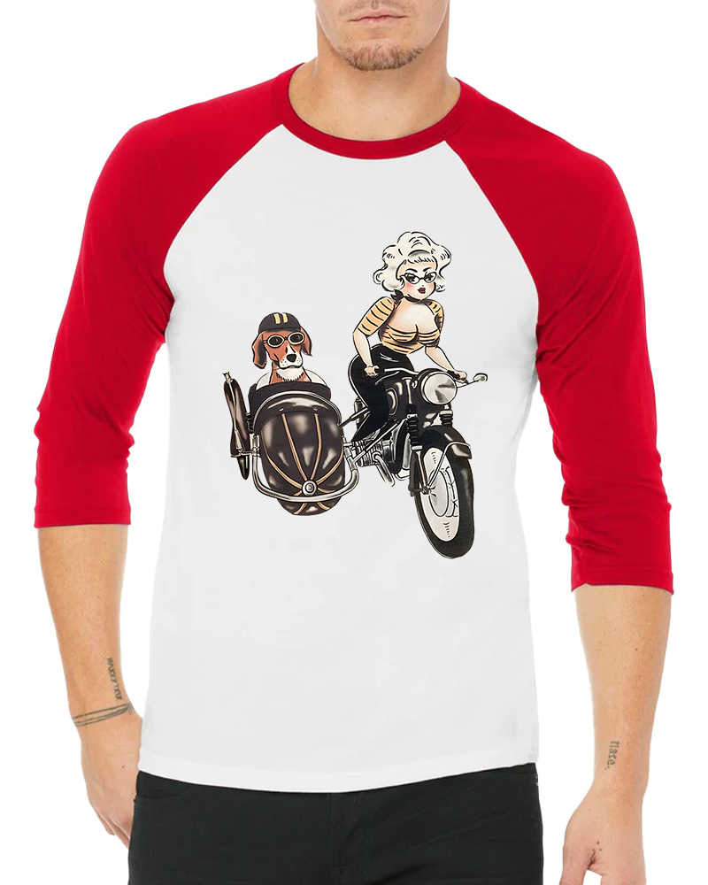 TheRetroTee On The Road Fitted 1950s Long Sleeve Raglan T-Shirt