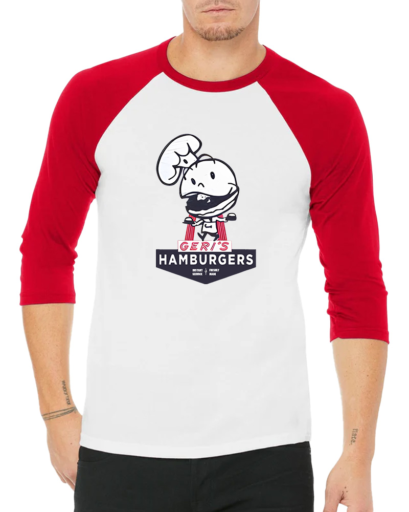 TheRetroTee Geri's Hamburgers Rockford 1970s Long Sleeve Raglan T-Shirt
