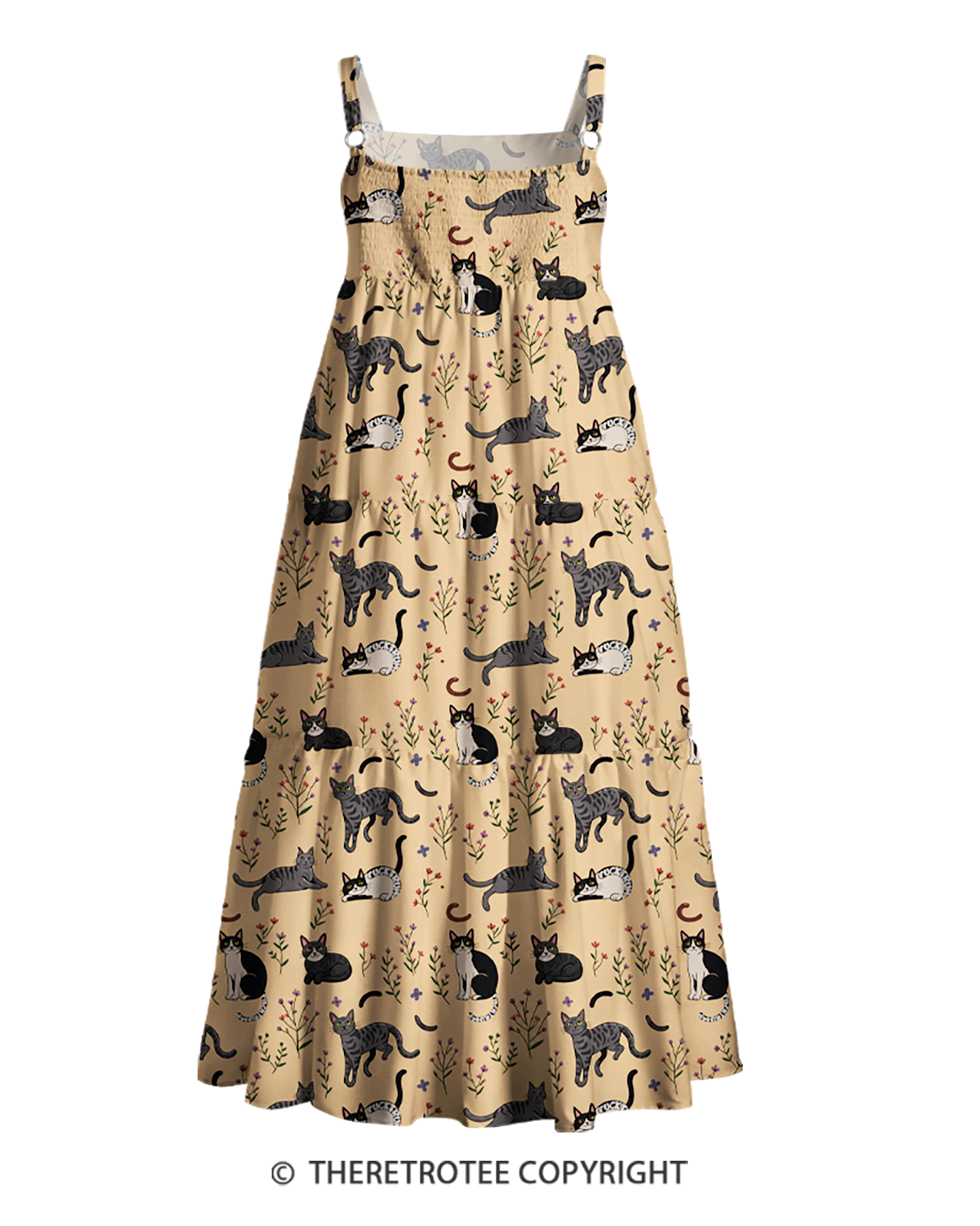 TheRetroTee Midnight Alley Cats 1960s Strappy Maxi Dress