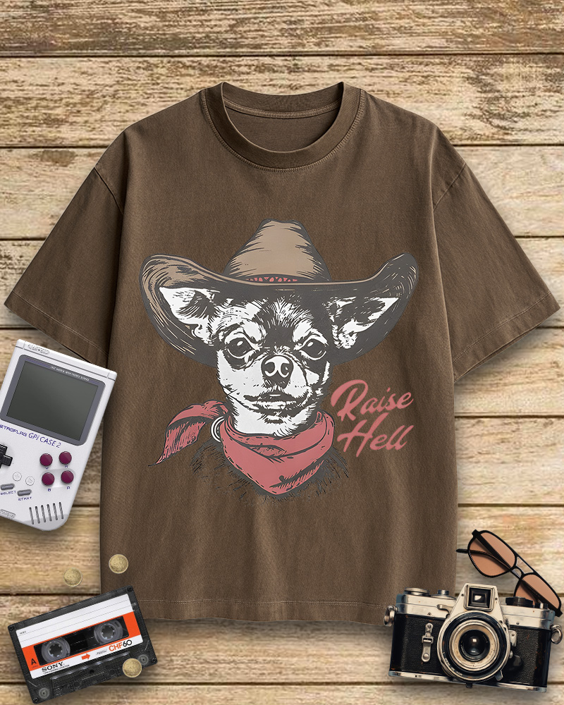 TheRetroTee Cowboy Dog Cotton T-Shirt