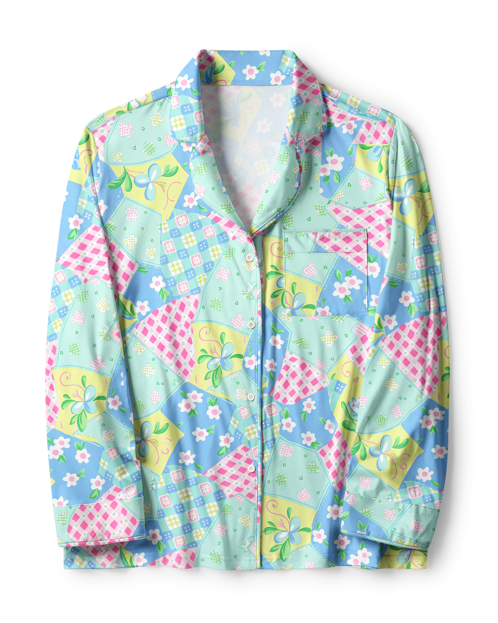 TheRetroTee Pastel Quilt Patchwork Vintage Pajama Set