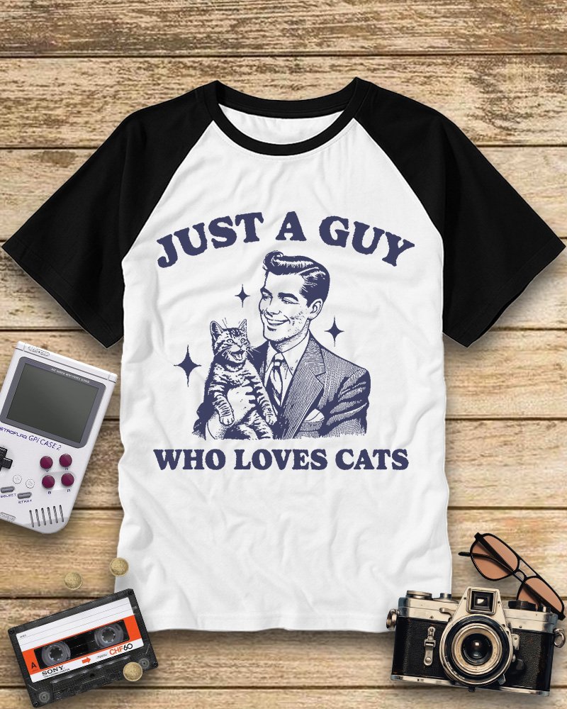 TheRetroTee Cat Lover 1960s Raglan Baseball T-Shirt