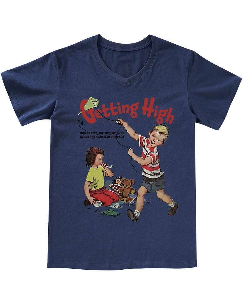 TheRetroTee Getting High 1950s V-neck T-Shirt