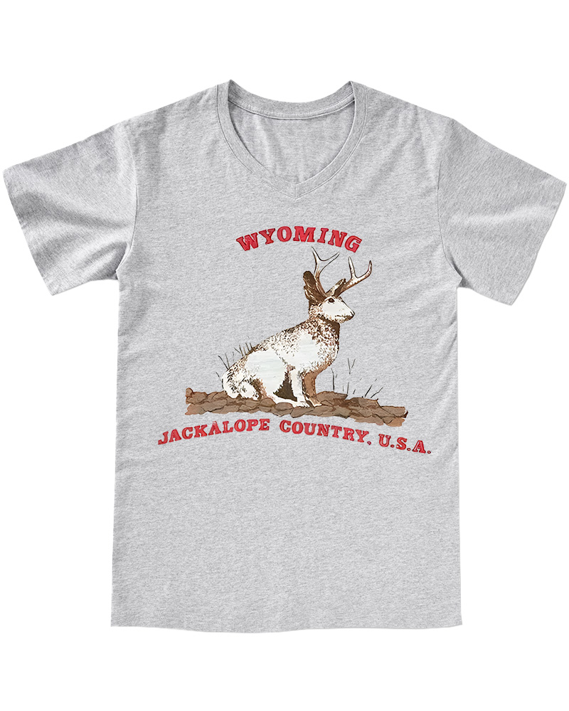 TheRetroTee 60's Wyoming Jackalope Country V-neck T-Shirt