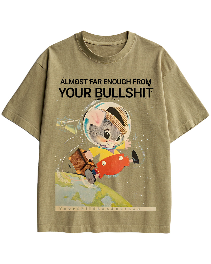 TheRetroTee Almost Far Enough from Your Bullshit Pin-Up Cotton T-Shirt