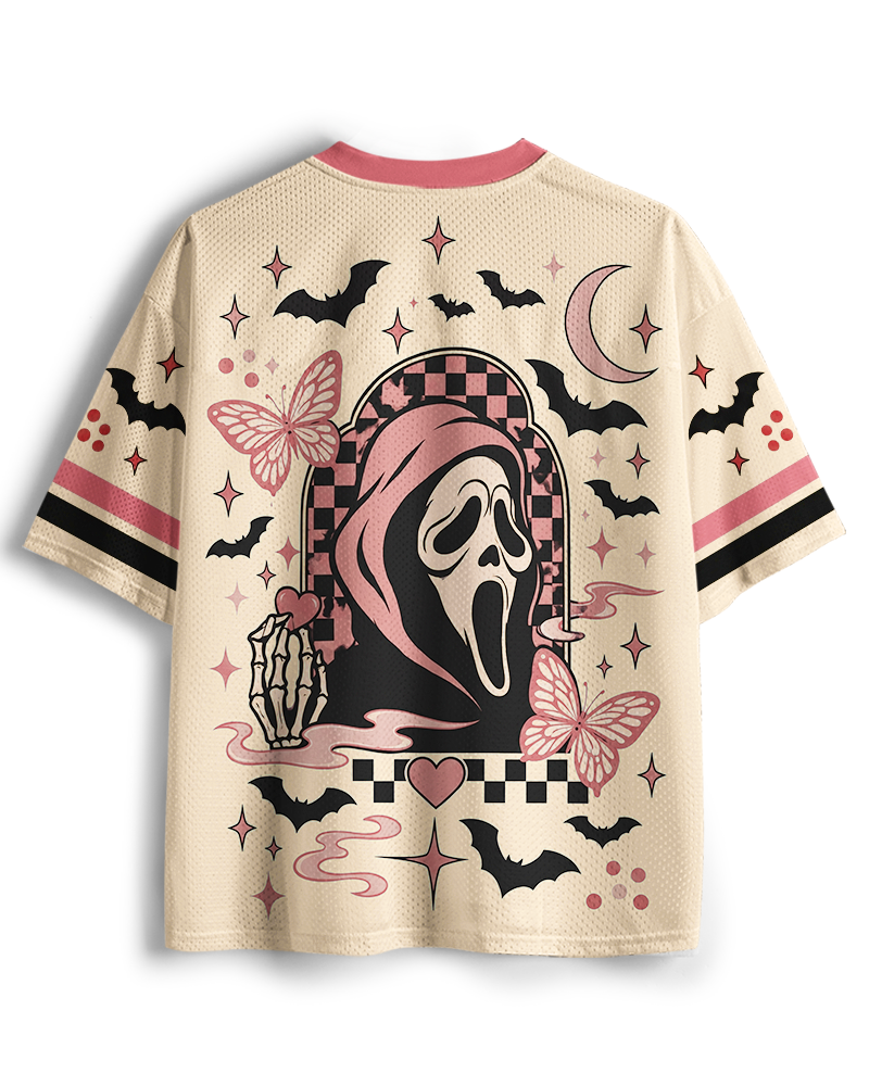 TheRetroTee Midnight Caller 1990s Halloween Mesh Jersey