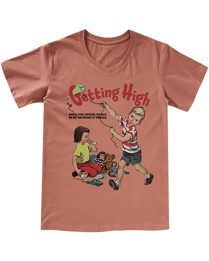 TheRetroTee Getting High 1950s V-neck T-Shirt