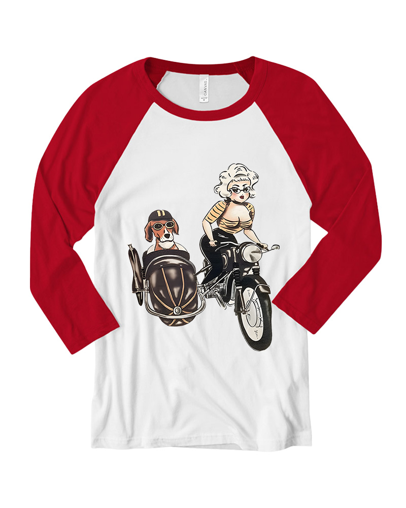 TheRetroTee On The Road Fitted 1950s Long Sleeve Raglan T-Shirt