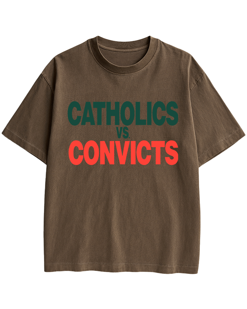 TheRetroTee Catholics vs Convicts 1980s Cotton T-Shirt