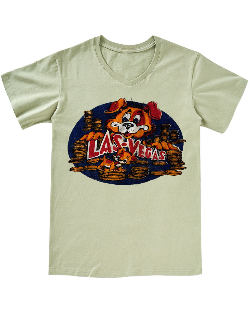TheRetroTee Vintage 60s Las Vegas Dog V-neck T-Shirt