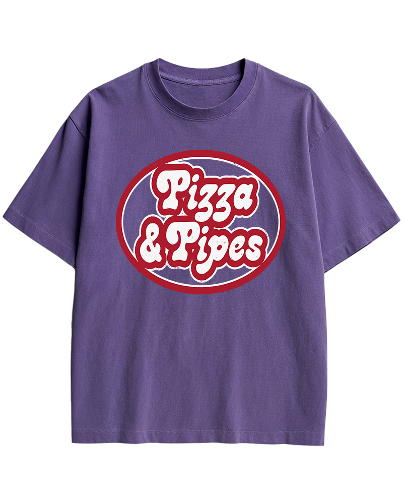 TheRetroTee Pizza & Pipes 1970s Cotton T-Shirt