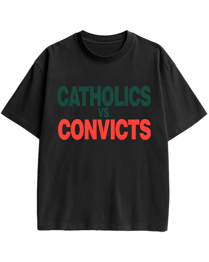 TheRetroTee Catholics vs Convicts 1980s Cotton T-Shirt