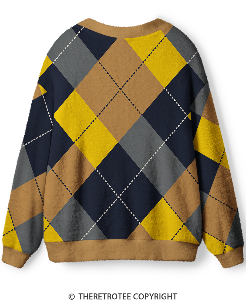 TheRetroTee  Vintage 1990s Argyle Unisex Cardigan Sweater