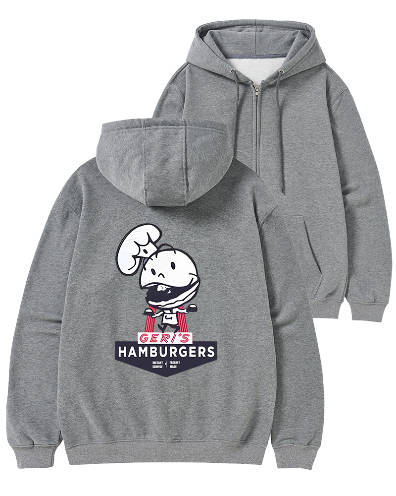 TheRetroTee Geri's Hamburgers Rockford Unisex 1970s Zip-Up Hoodie