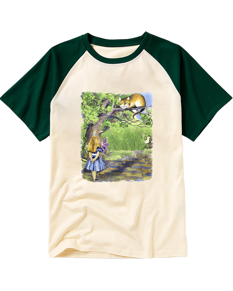 TheRetroTee Alice In Wonderland Raglan Baseball T-Shirt