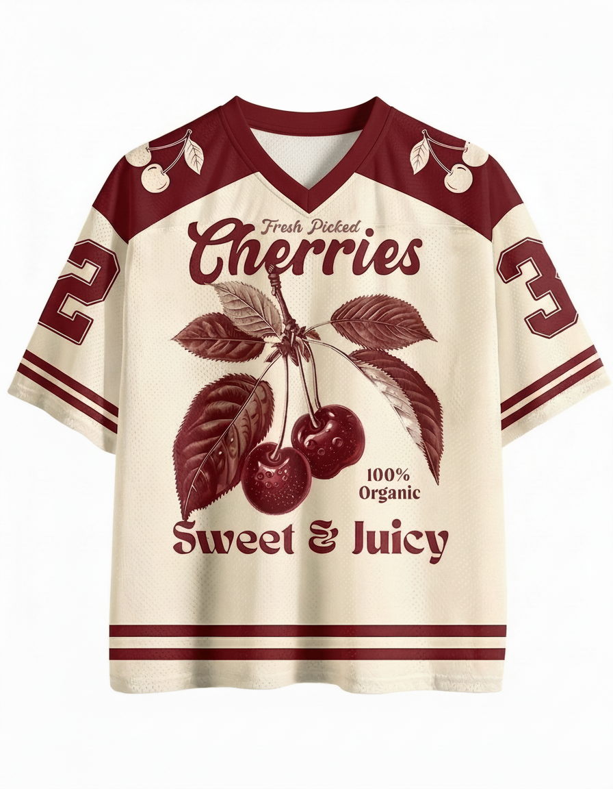 TheRetroTee Vintage Cherry 1950s Mesh Jersey