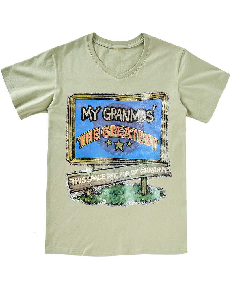 TheRetroTee 70s-80s Funny Greatest Grandma V-neck T-Shirt