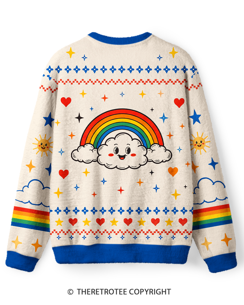 TheRetroTee Undiagnosed Rainbow Cloud Retro Graphic Sweater