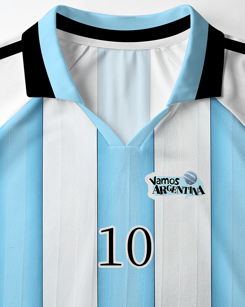 TheRetroTee Light Blue Argentina #10 Polo Mesh Jersey