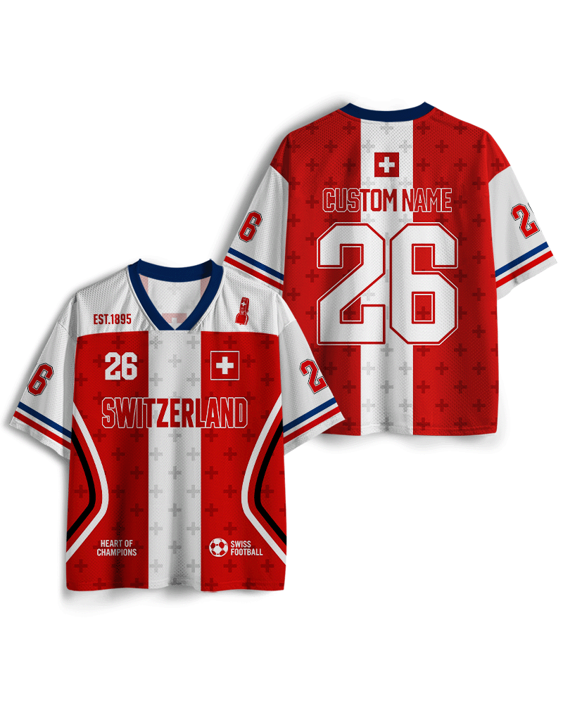 TheRetroTee Custom Switzerland Soccer Mesh Jersey