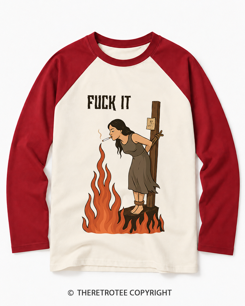 TheRetroTee Fuck It 1970s Long Sleeve Raglan T-Shirt