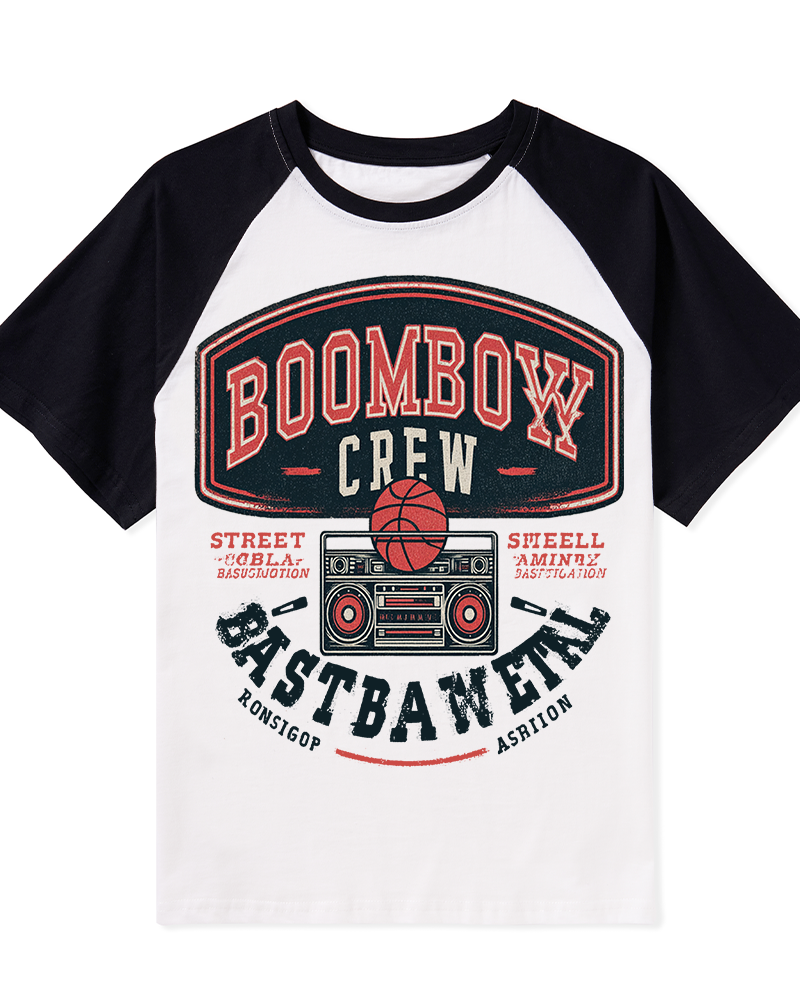 TheRetroTee 1980s Boombox Crew Retro Street Basketball Graphic T-Shirt