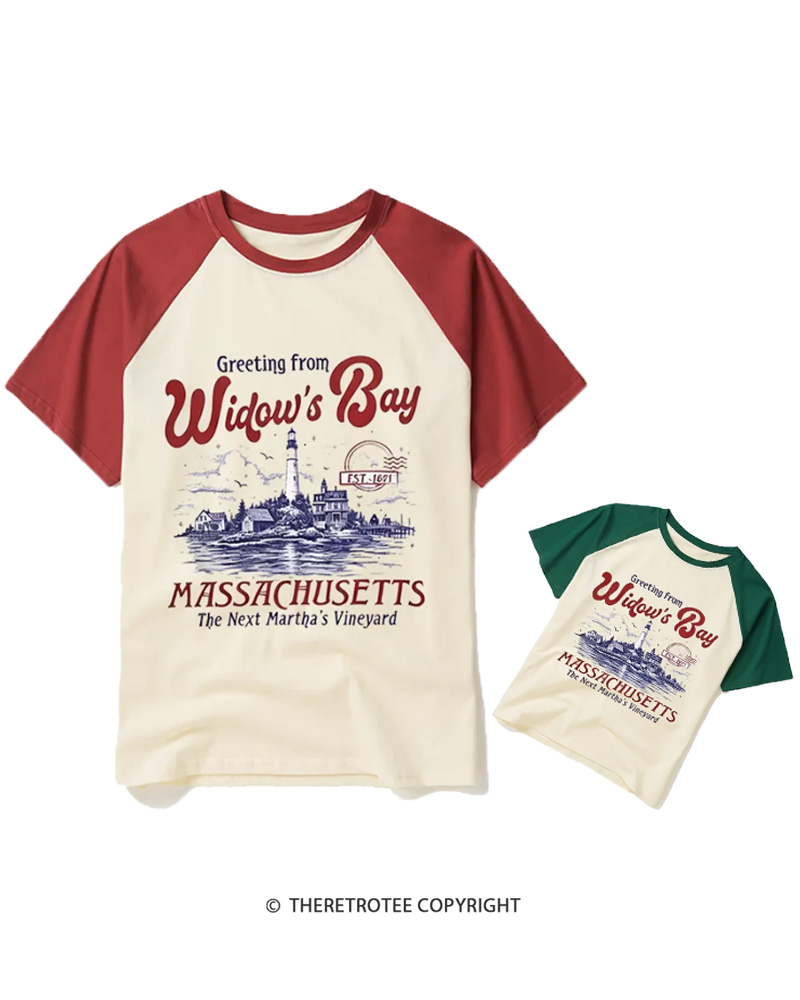 TheRetroTee Getting On Widow’s Bay 1980s Raglan Baseball Family T-Shirt
