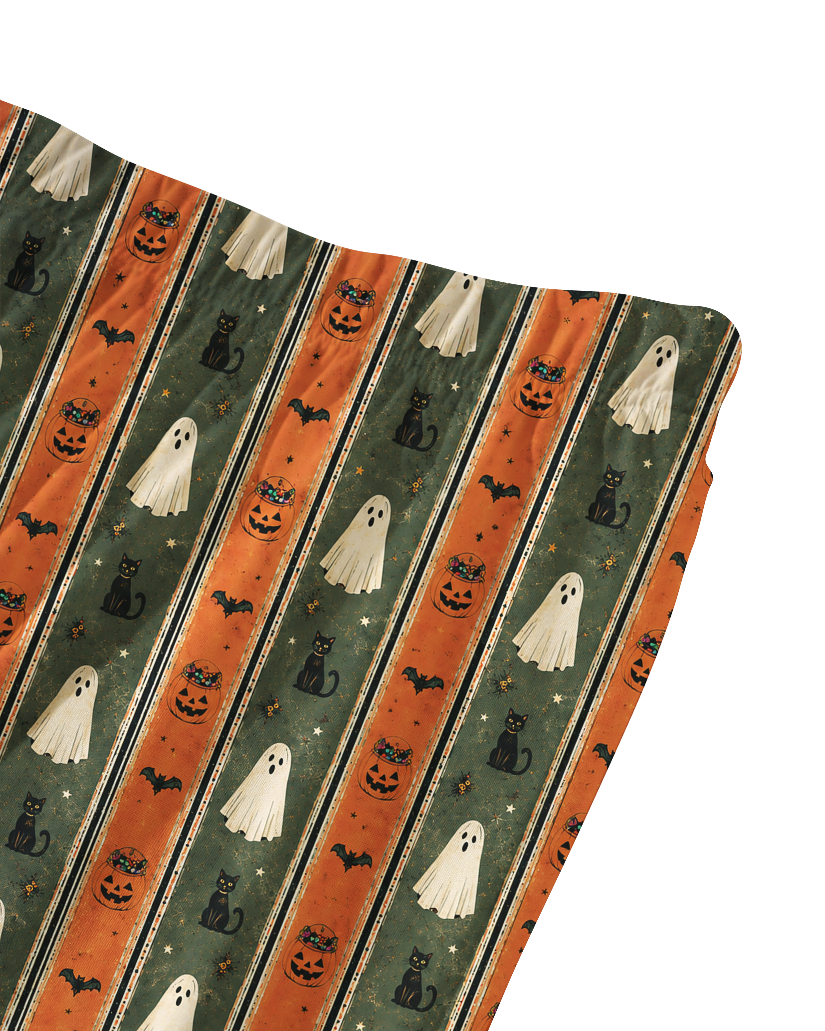 TheRetroTee Halloween Ghost Cat Stripe Vintage Pajama Set