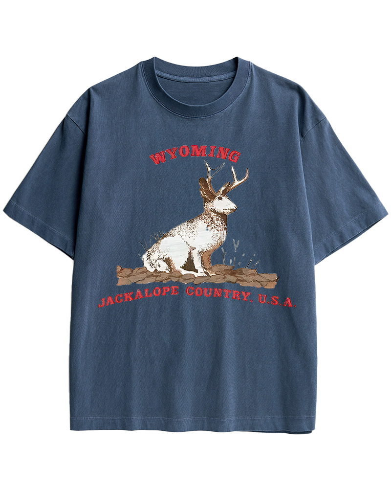 TheRetroTee 60's Vintage Wyoming Jackalope Country Cotton T-Shirt