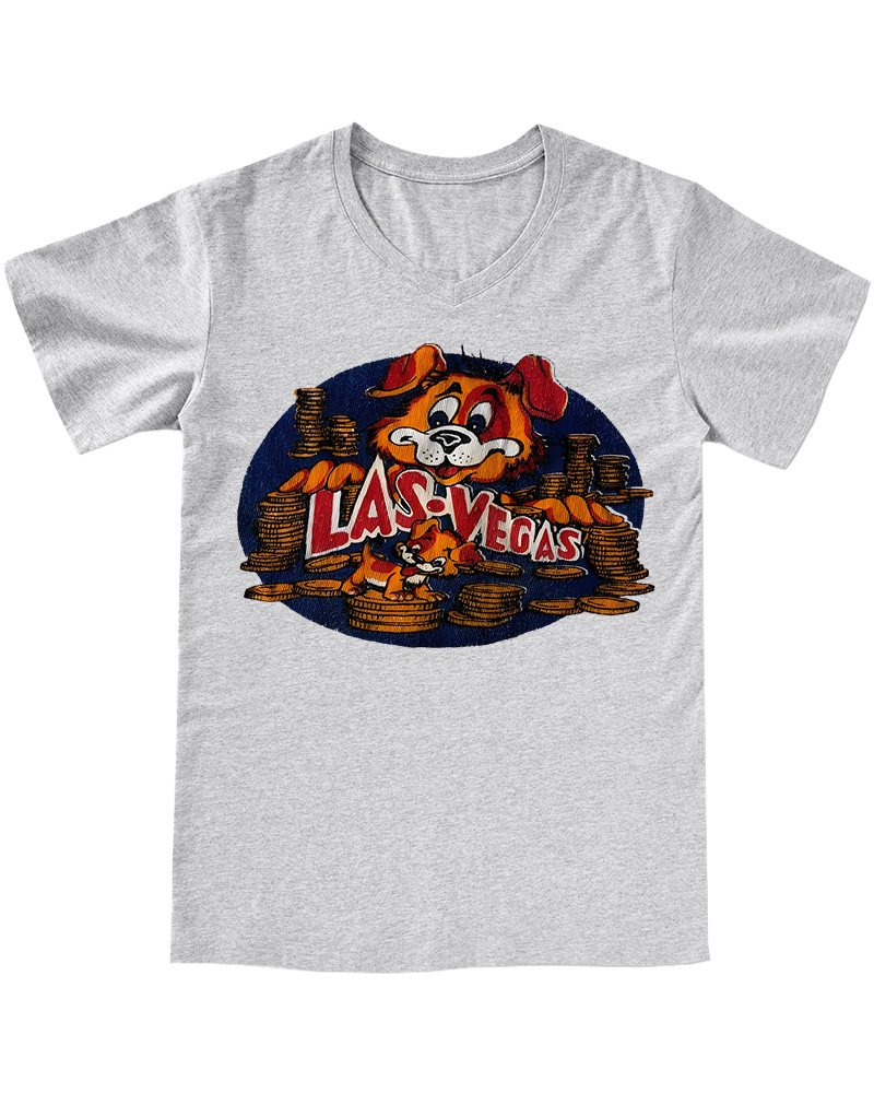 TheRetroTee Vintage 60s Las Vegas Dog V-neck T-Shirt