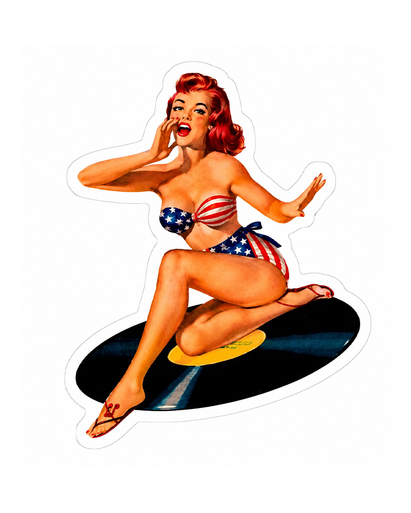 TheRetroTee Rockabilly Goddess 4th Of July Sticker 
