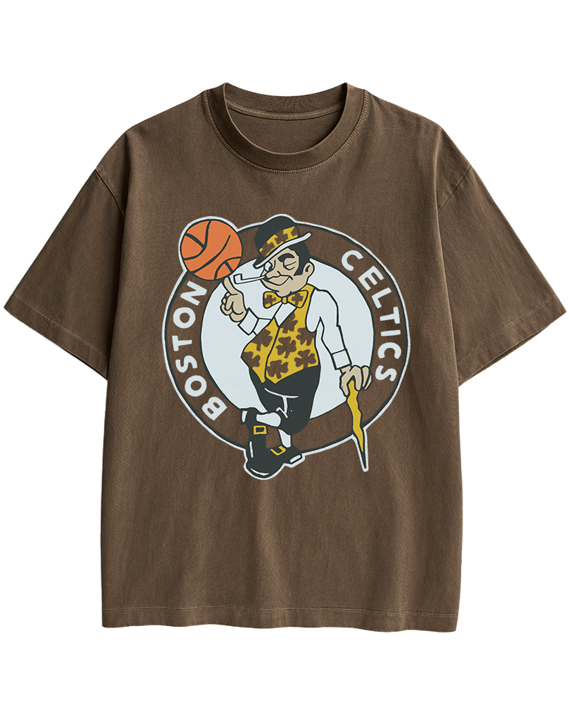 TheRetroTee Boston Leprechaun Basketball 1950s Cotton T-Shirt