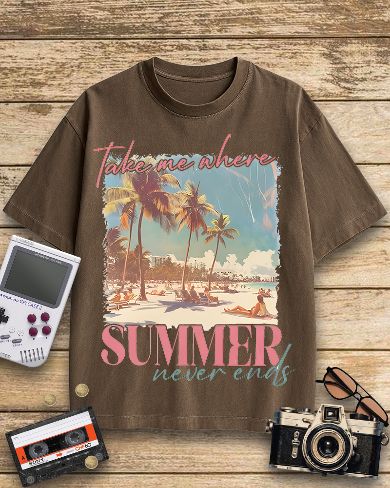 TheRetroTee Take Me Where Summer Never Ends Cotton T-Shirt