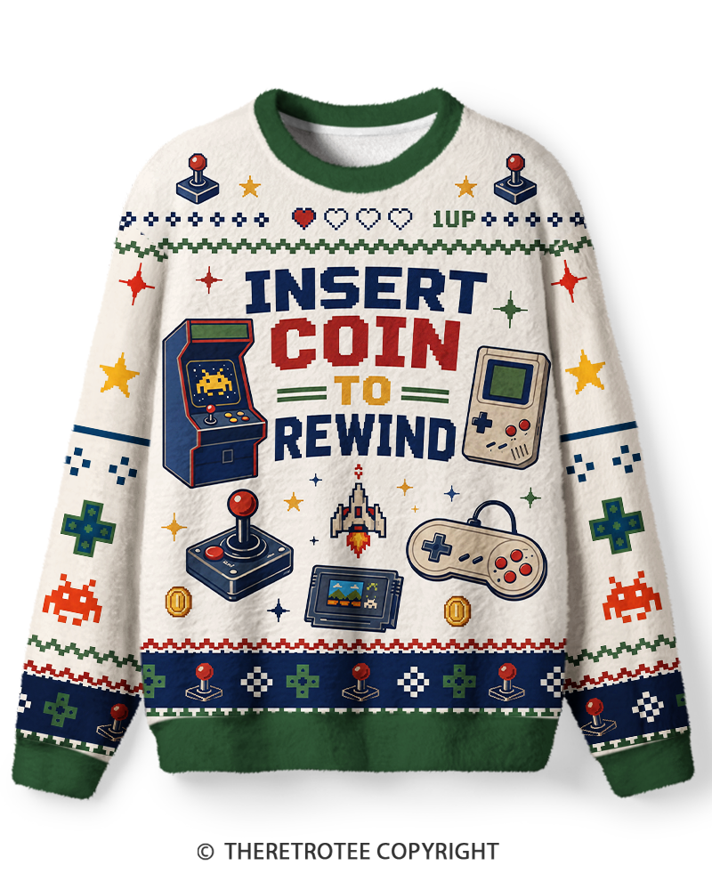 TheRetroTee Insert Coin To Rewind 1980s Sweater