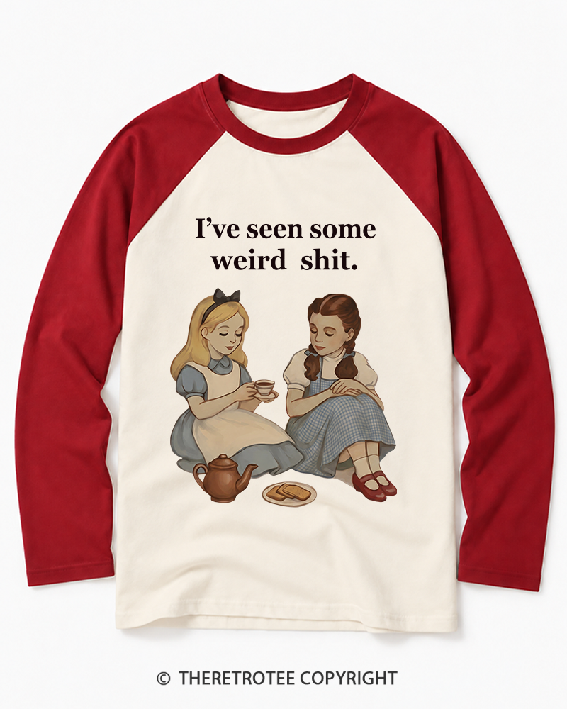 TheRetroTee Weird Stuff 1990s Girl Long Sleeve Raglan T-Shirt